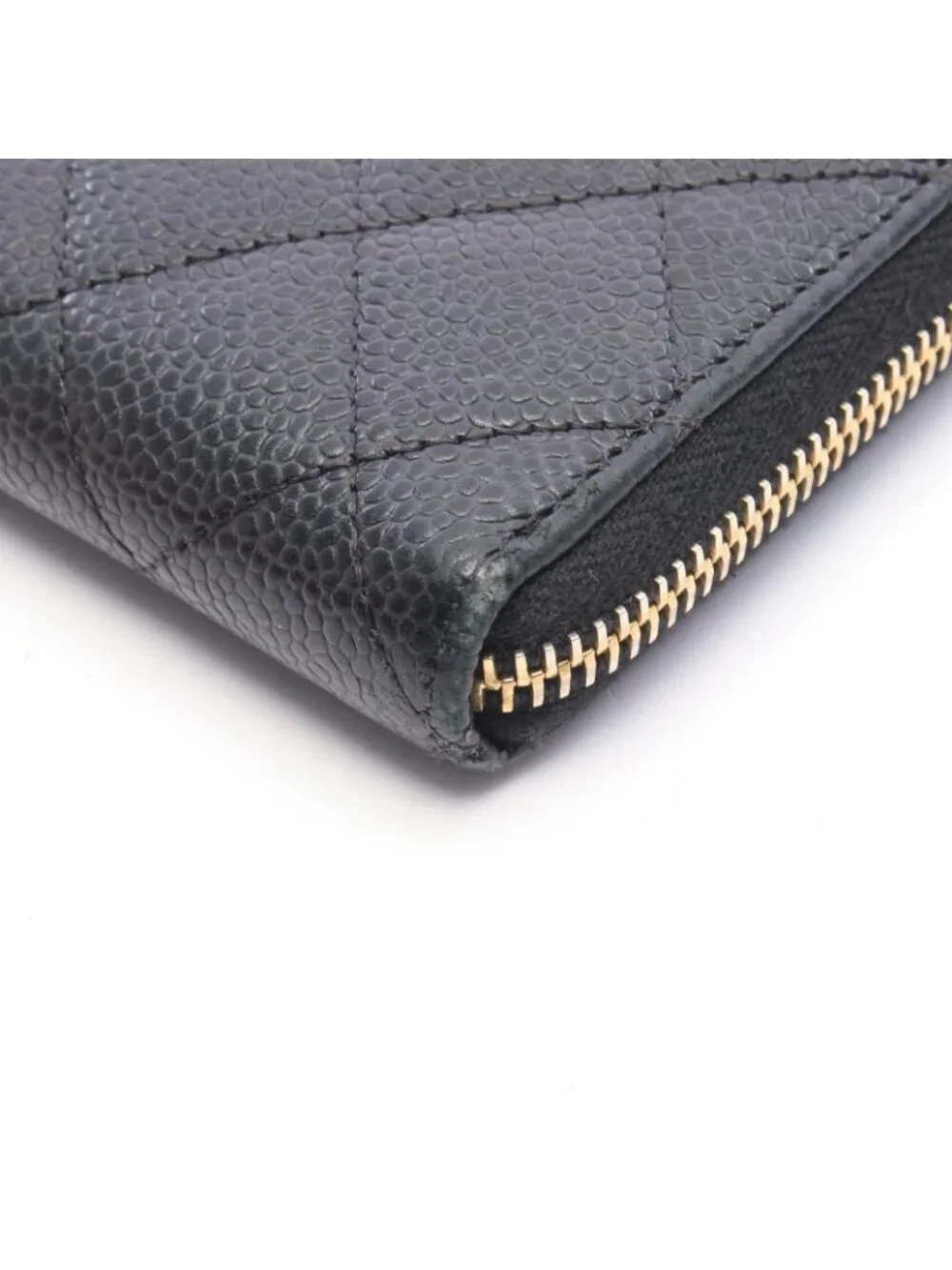 Chanel Round Wallet Quilted Black Caviar Leather